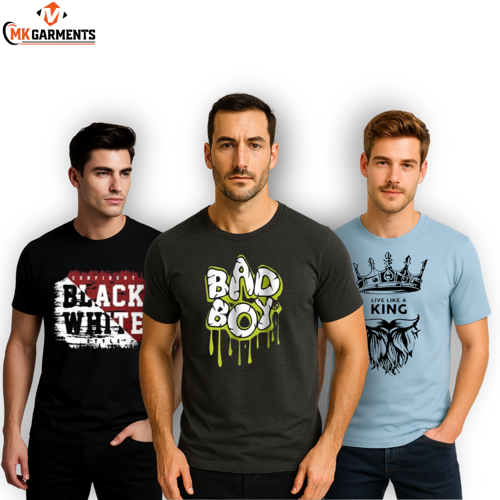 Pack Of 3 Printed  Half Sleeves T Shirts For Men's