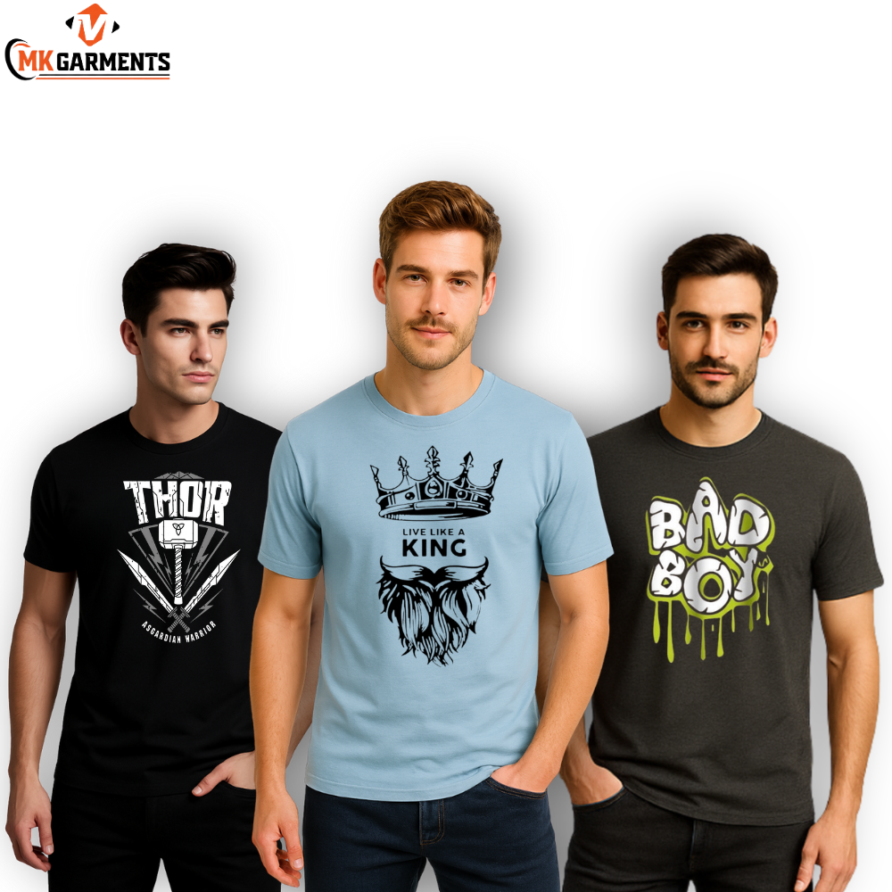 Pack Of 3 Printed  Half Sleeves T Shirts For Men's