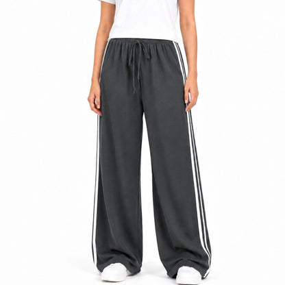 Double Side 2 White Stripes Trouser Soft Jersey - Dark Grey