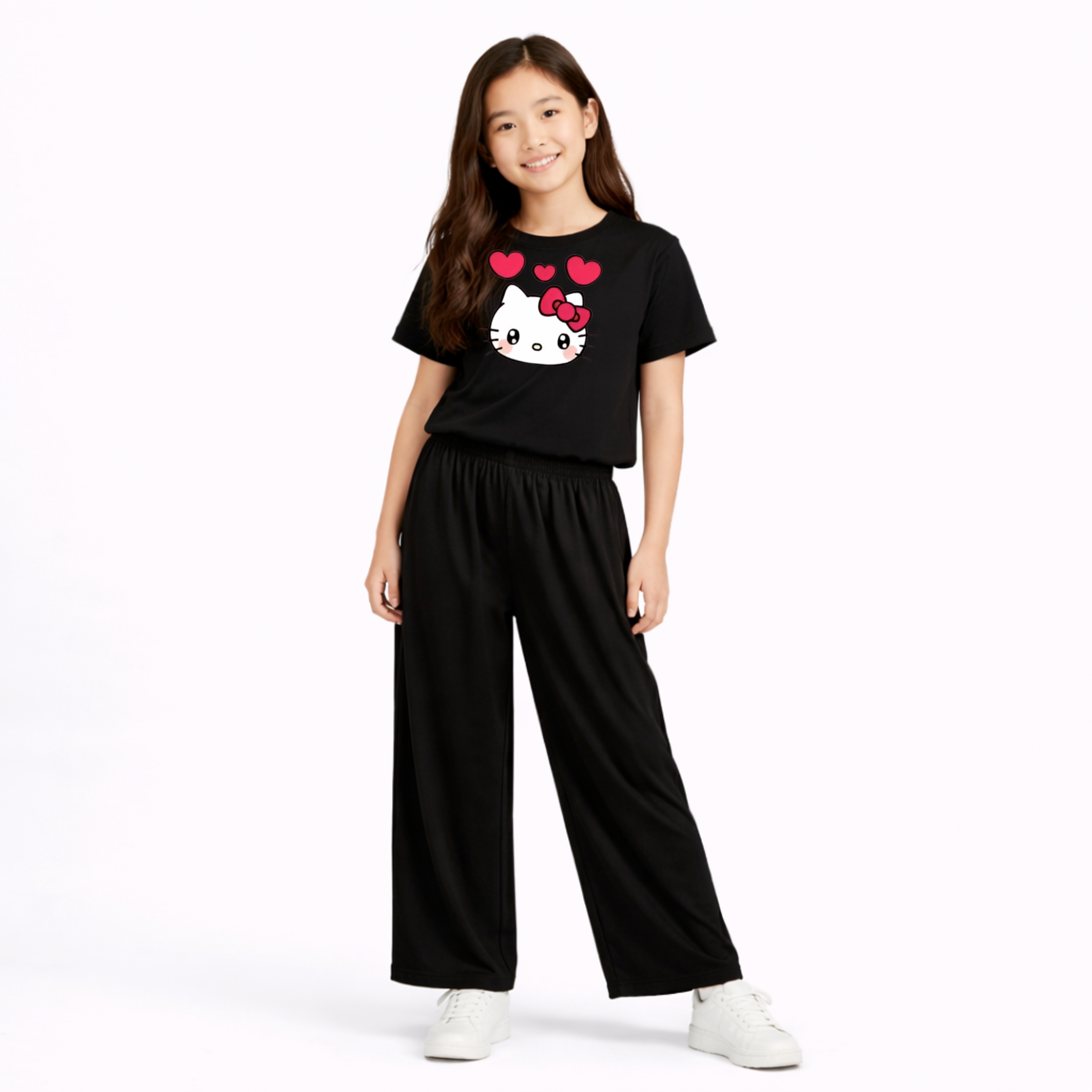 Kids Summer kitty Printed 2 Pcs Set Soft Jersey Fabric