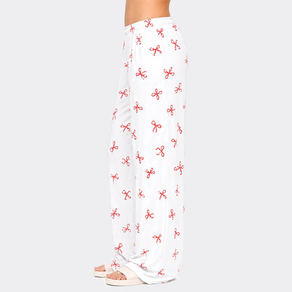 Bow Print Relaxed Soft Cotton Trouser – Grey