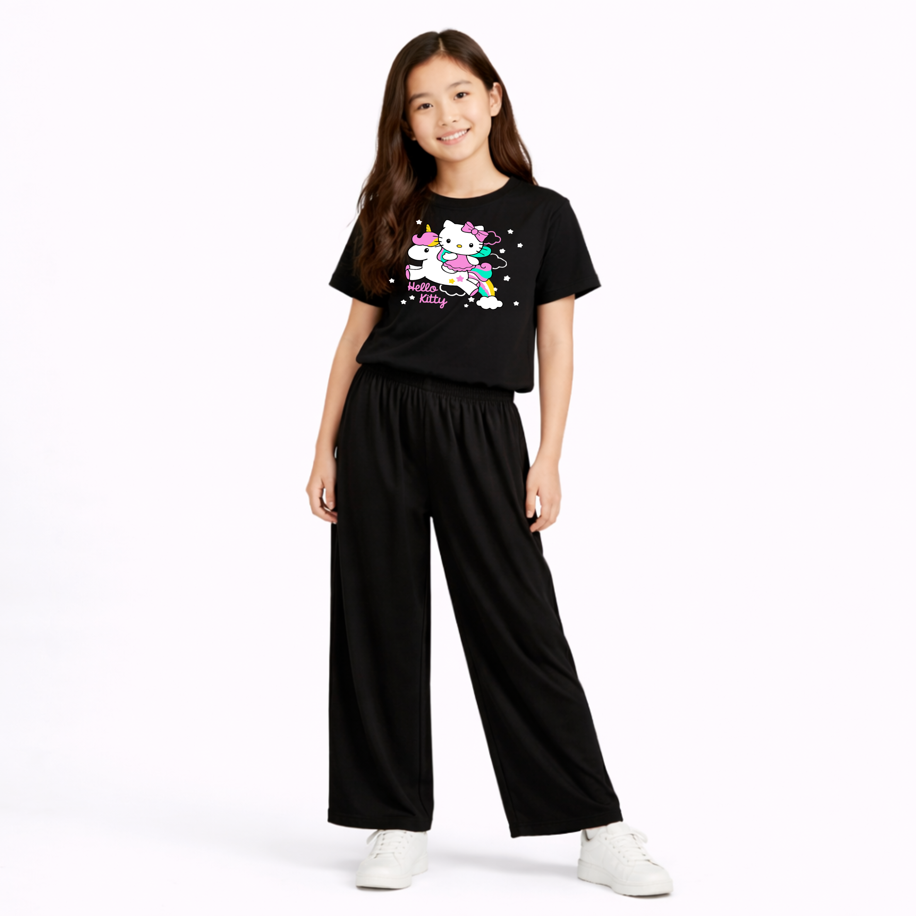 Kids Summer Hello kitty Printed 2 Pcs Set Soft Jersey Fabric