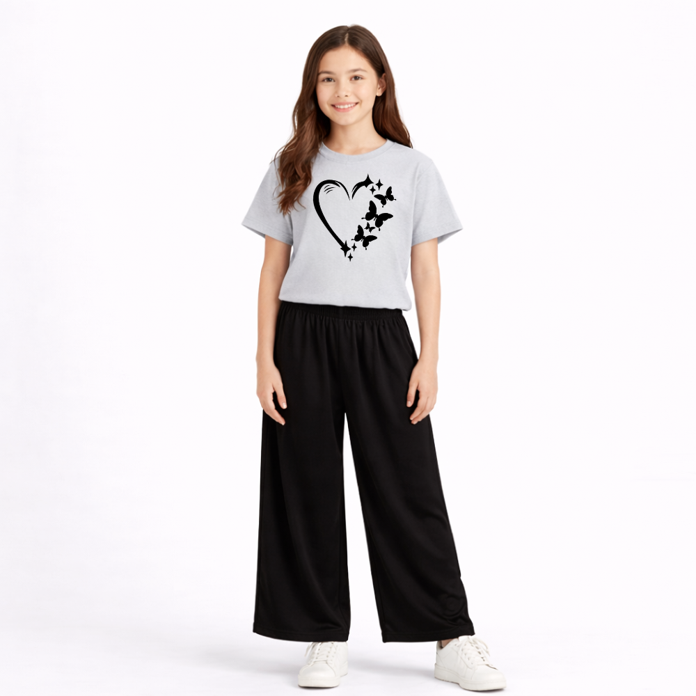 Kids Summer ButterFly Heart Printed 2 Pcs Set Soft Jersey Fabric
