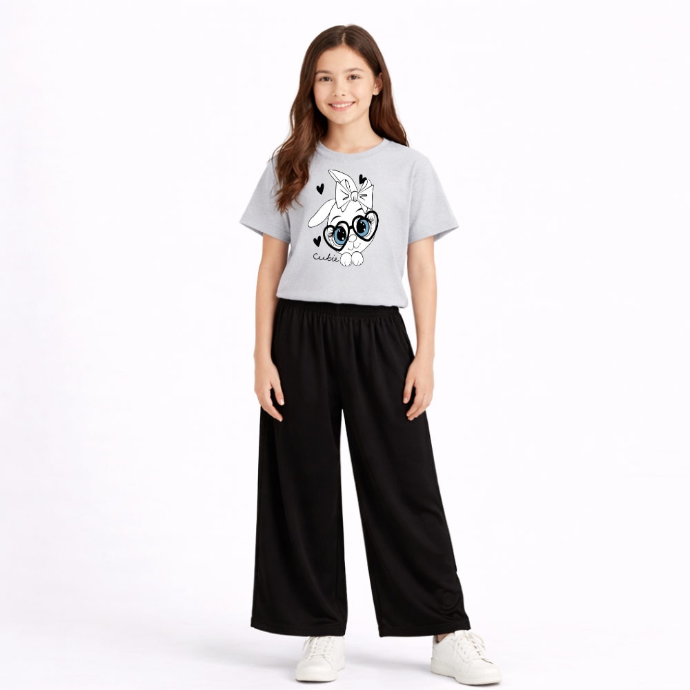 Kids Summer  Heart Sunglass Cutie Printed 2 Pcs Set Soft Jersey Fabric