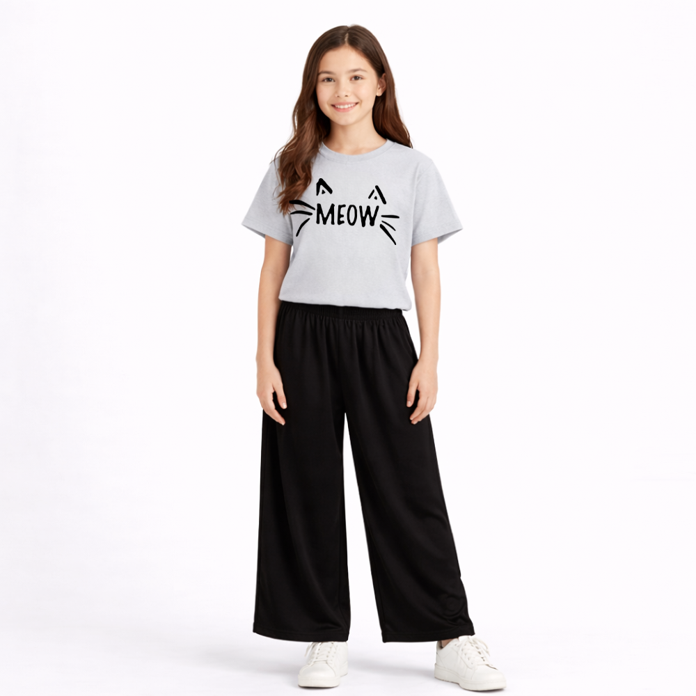 Kids Summer Meow Printed 2 Pcs Set Soft Jersey Fabric