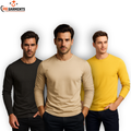 Pack Of 3 Plain Colors Full Sleeves  T Shirts For Mens