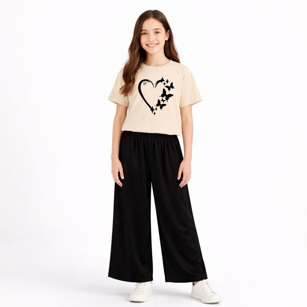 Kids Summer ButterFly Heart Printed 2 Pcs Set Soft Jersey Fabric