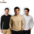 Pack Of 3 Plain Colors Full Sleeves  T Shirts For Mens