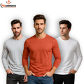 Pack Of 3 Plain Colors Full Sleeves  T Shirts For Mens