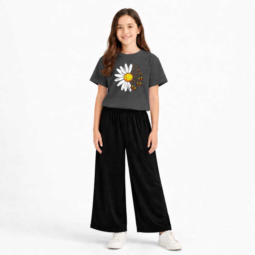 Kids Summer Sunflower Printed 2 Pcs Set Soft Jersey Fabric