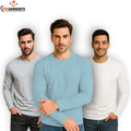 Pack Of 3 Plain Colors Full Sleeves  T Shirts For Mens