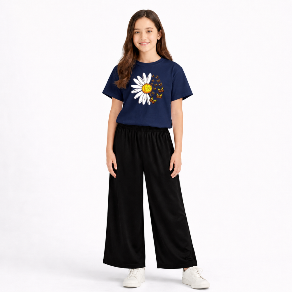 Kids Summer Sunflower Printed 2 Pcs Set Soft Jersey Fabric