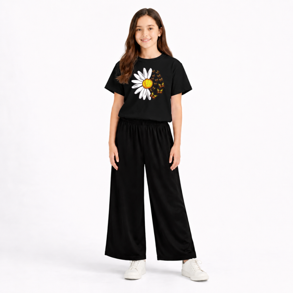 Kids Summer Sunflower Printed 2 Pcs Set Soft Jersey Fabric