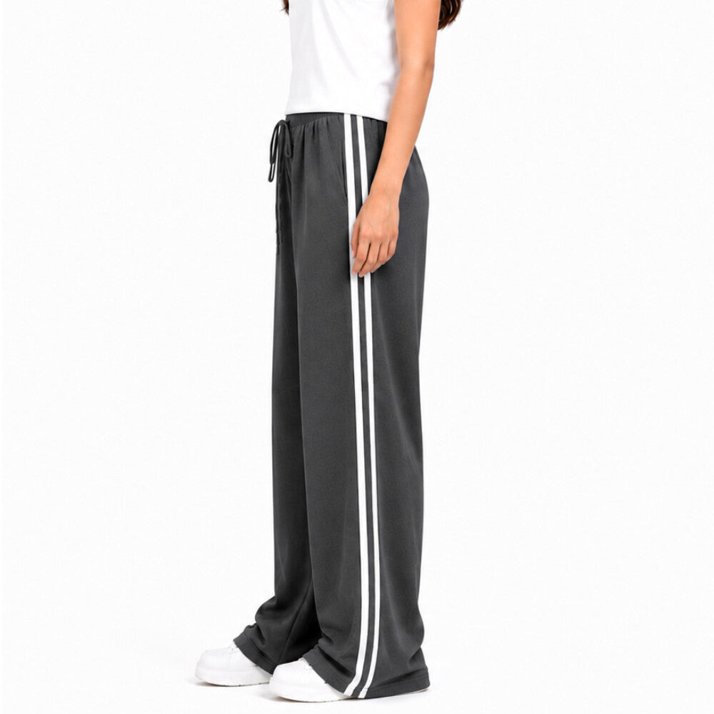 Double Side 2 White Stripes Trouser Soft Jersey - Dark Grey