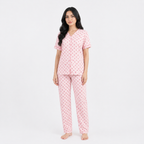 Summer Crinkled Heart Print Pajama Set