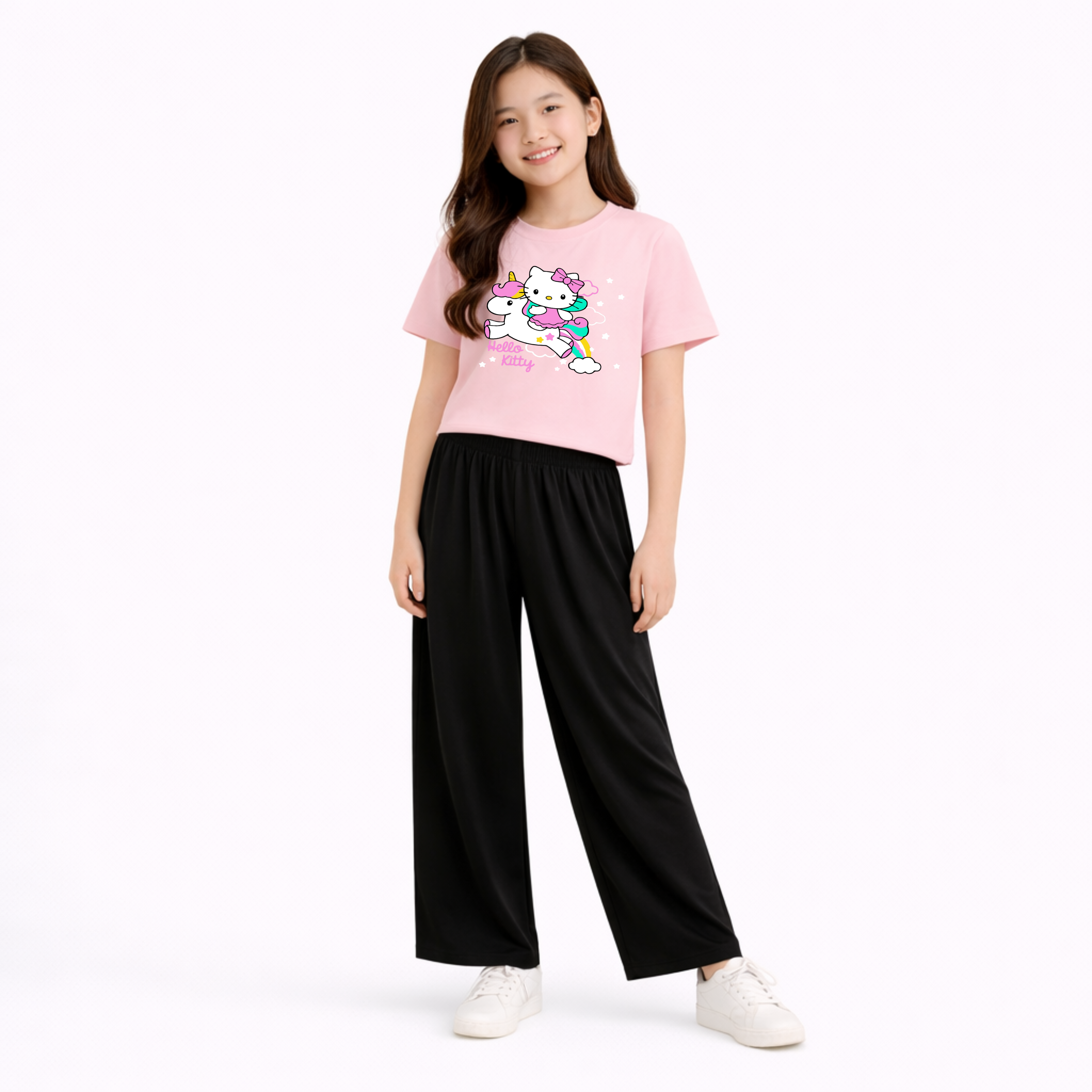 Kids Summer Hello kitty Printed 2 Pcs Set Soft Jersey Fabric