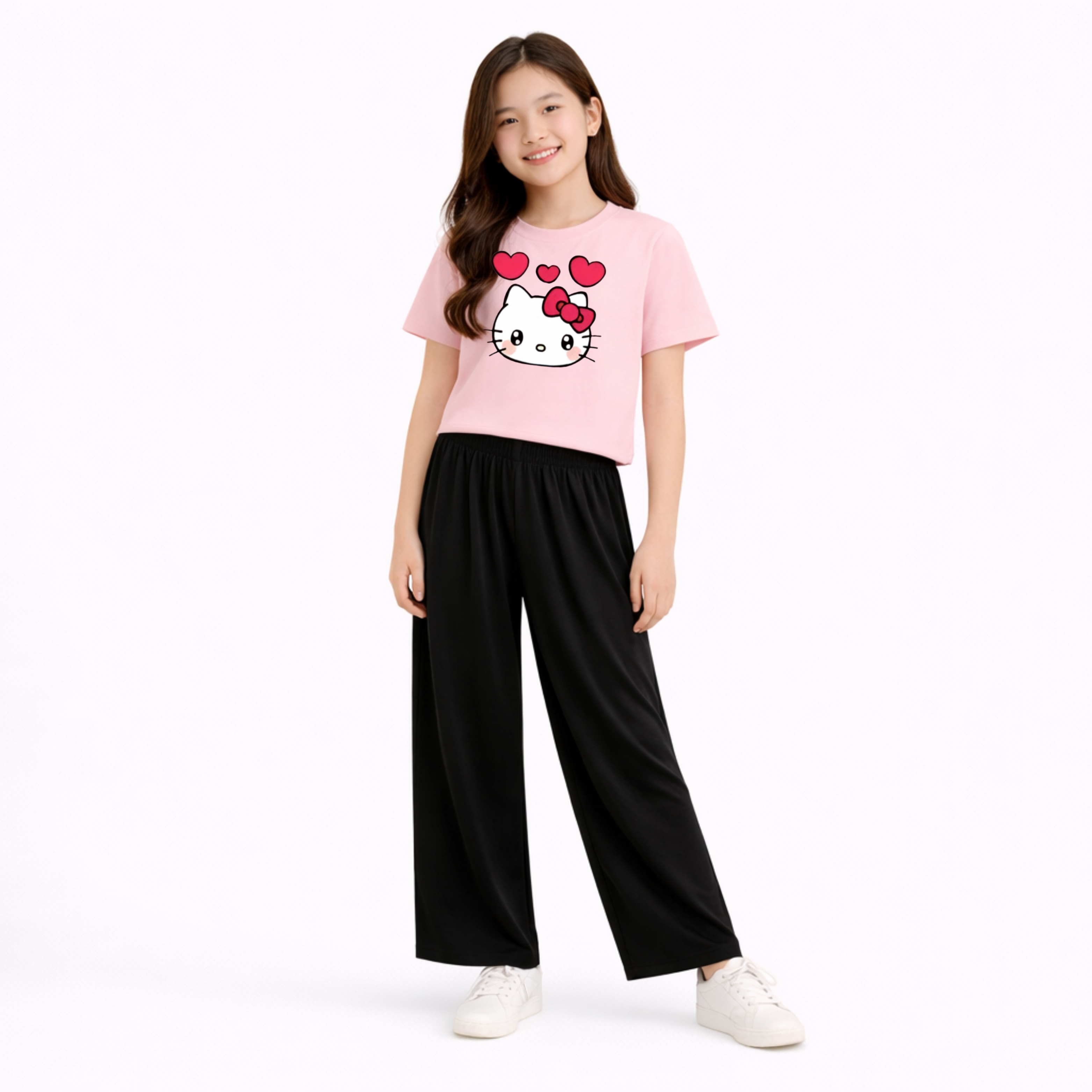 Kids Summer kitty Printed 2 Pcs Set Soft Jersey Fabric