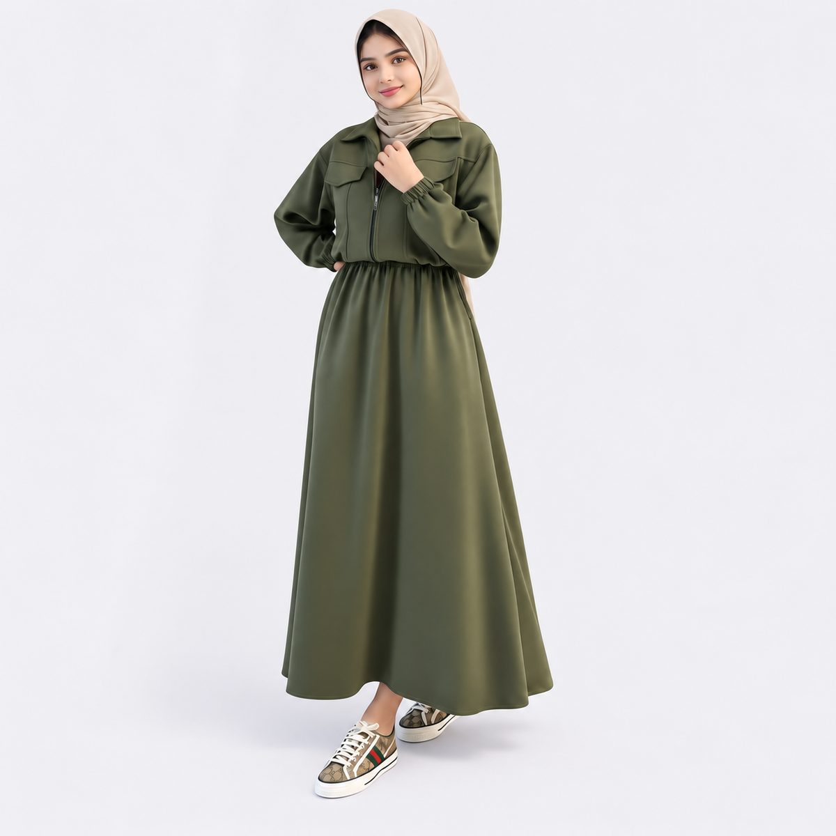 Urban Fleece Zip Jacket & Flared Maxi Dress Set  Women's 2-Piece