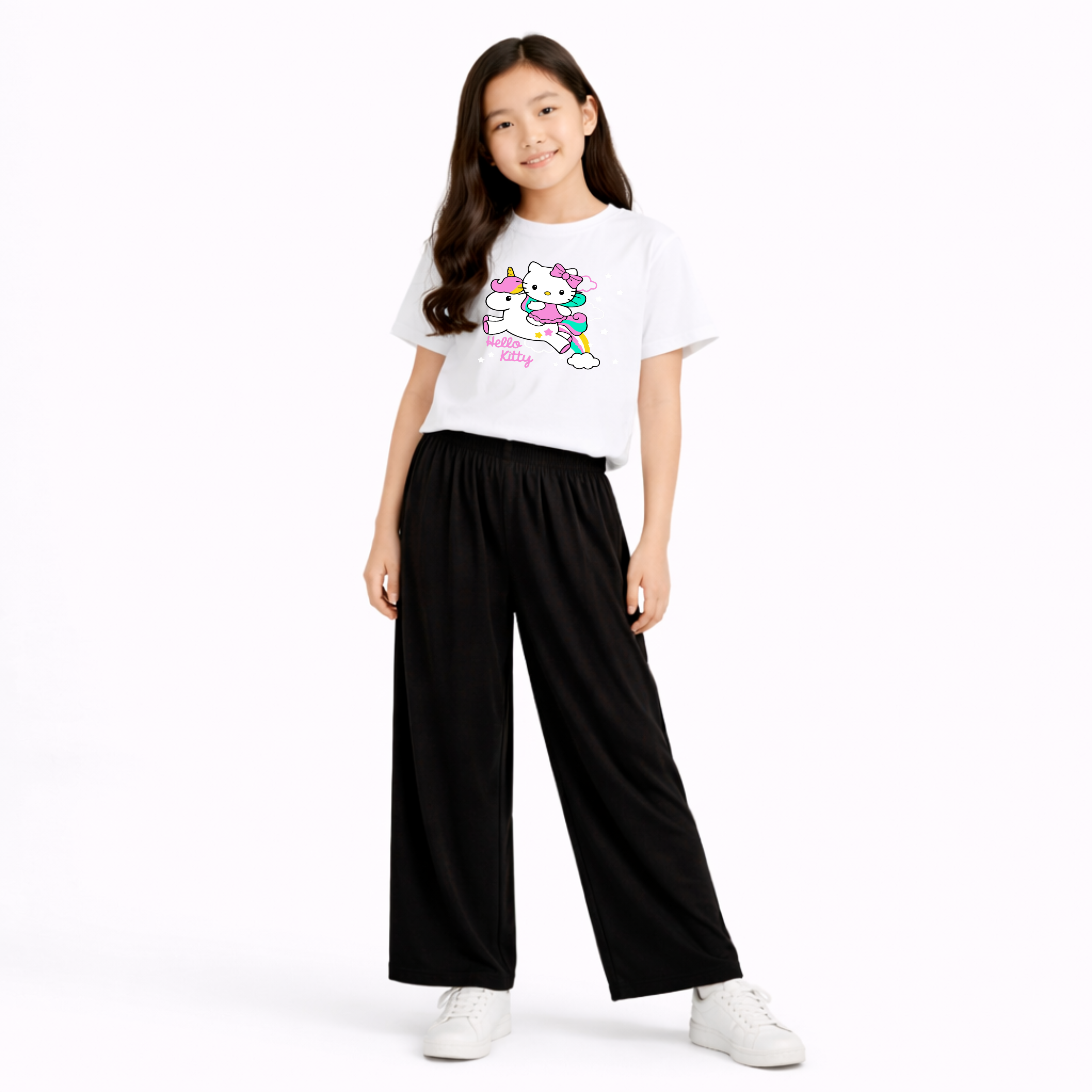 Kids Summer Hello kitty Printed 2 Pcs Set Soft Jersey Fabric