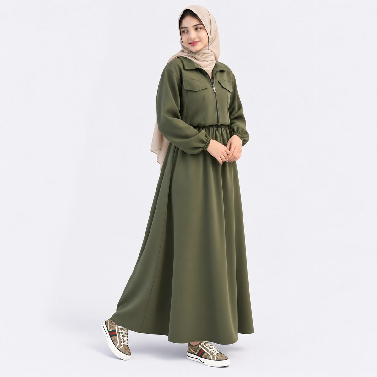Urban Fleece Zip Jacket & Flared Maxi Dress Set  Women's 2-Piece