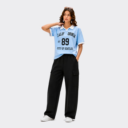 Buy California 2 Piece T-Shirt Wide Leg Trouser Set Women Online Pakistan COD - MK Garments