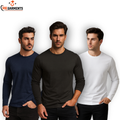 Pack Of 3 Plain Colors Full Sleeves  T Shirts For Mens