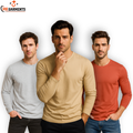 Pack Of 3 Plain Colors Full Sleeves  T Shirts For Mens