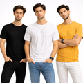 Pack Of 3 Plain Colors Half Sleeves T Shirts For Mens
