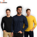 MK Garments - Pack Of 3 Plain Colors Full Sleeves  T Shirts For Mens