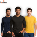 Pack Of 3 Plain Colors Full Sleeves  T Shirts For Mens