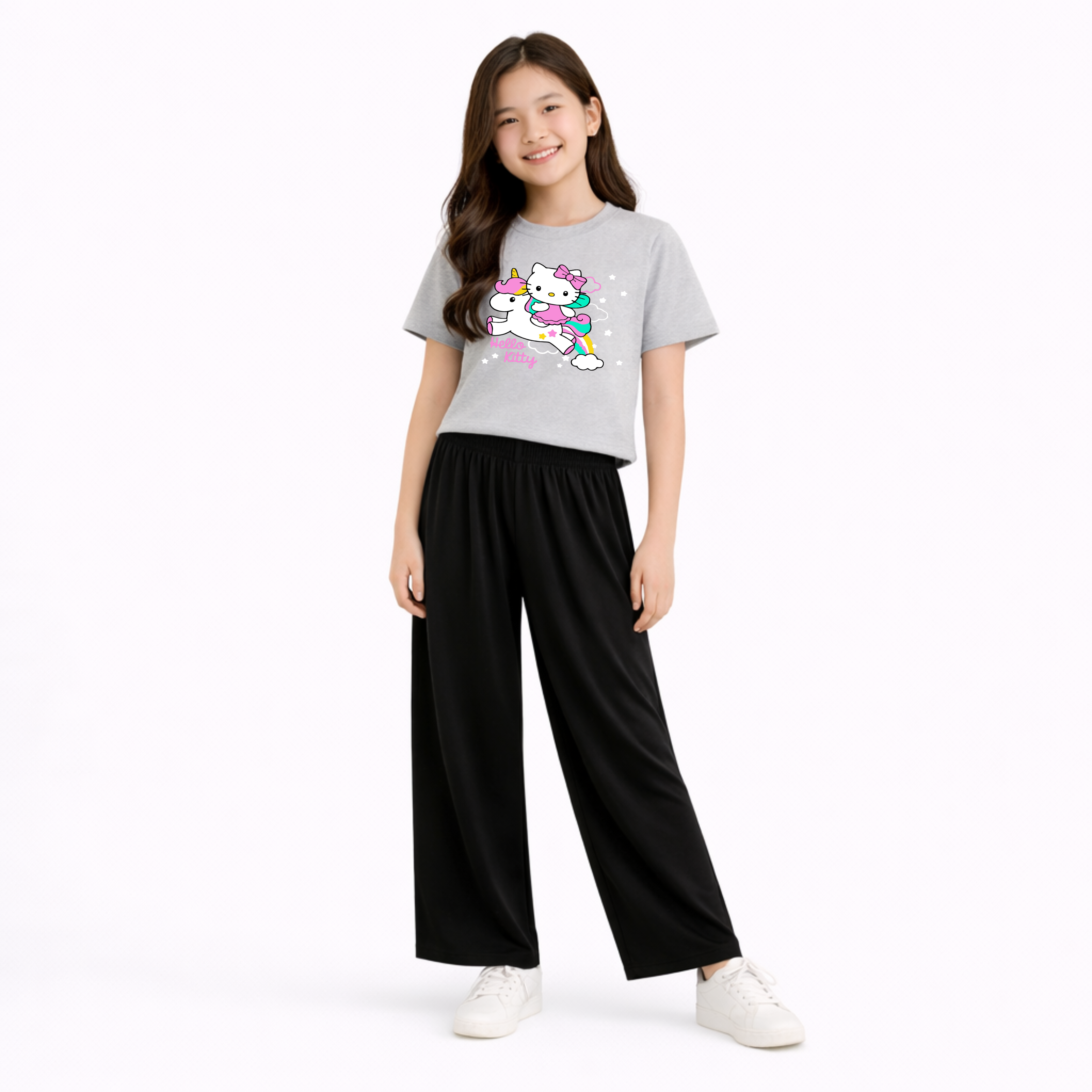 Kids Summer Hello kitty Printed 2 Pcs Set Soft Jersey Fabric