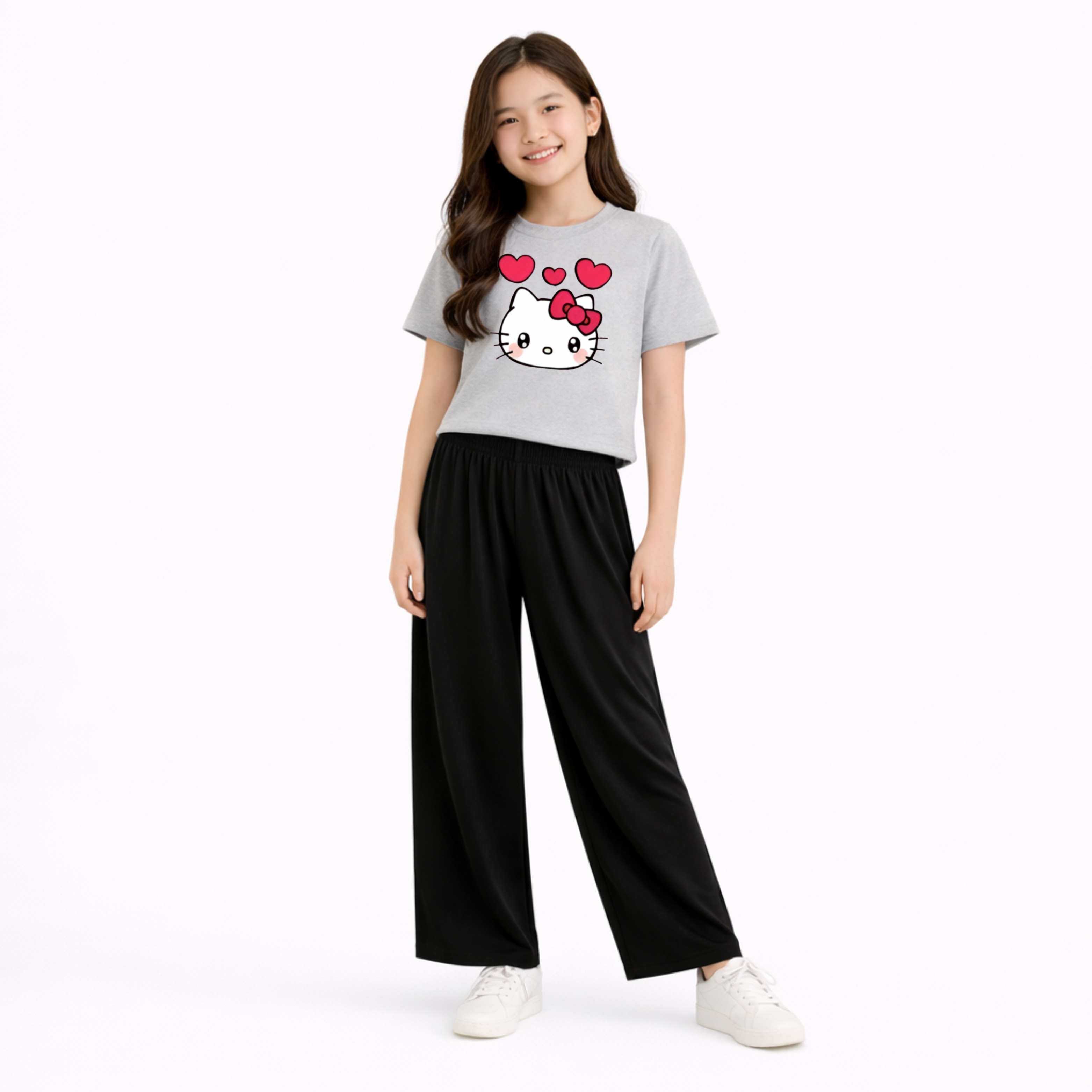 Kids Summer kitty Printed 2 Pcs Set Soft Jersey Fabric