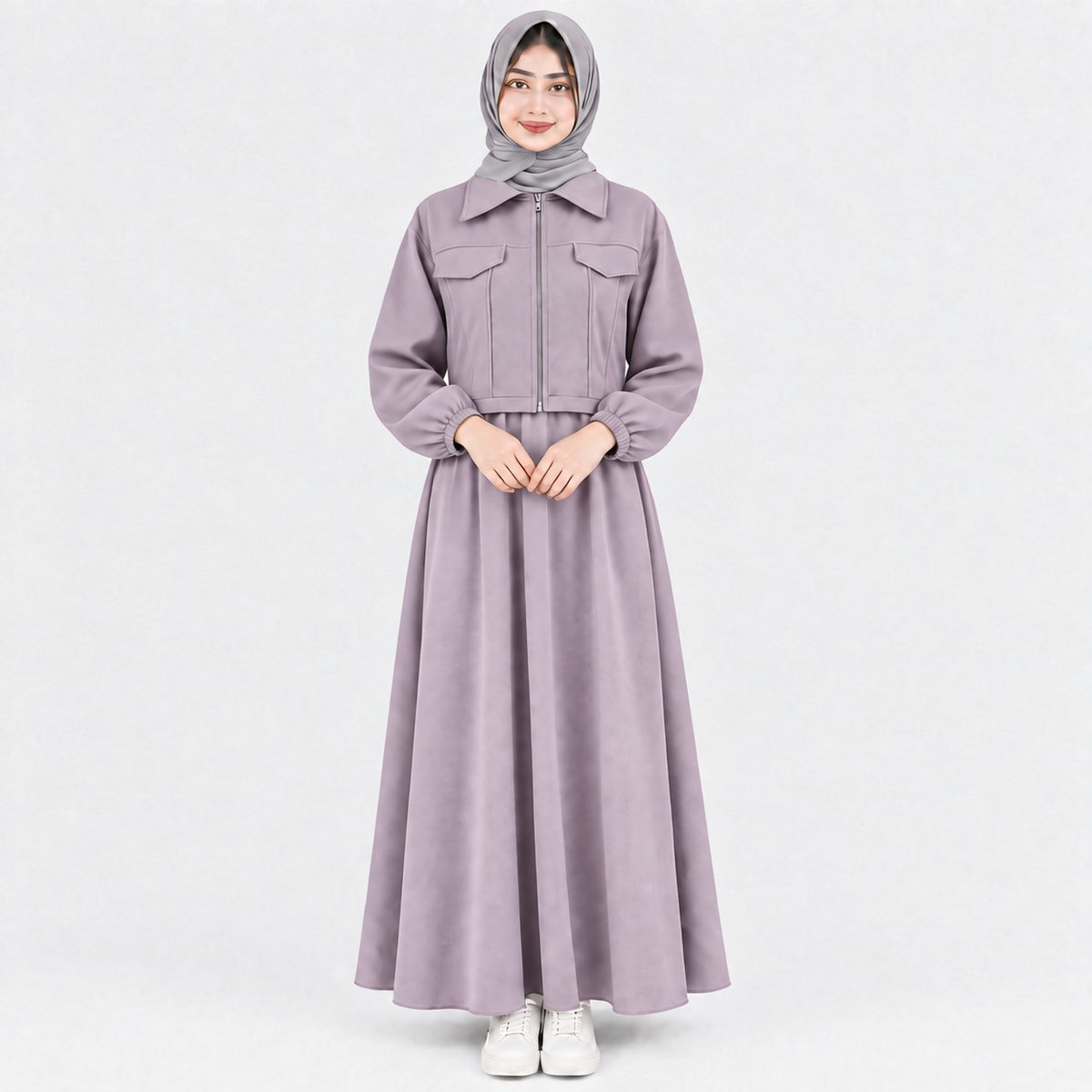 Urban Fleece Zip Jacket & Flared Maxi Dress Set  Women's 2-Piece