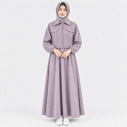 Urban Fleece Zip Jacket & Flared Maxi Dress Set  Women's 2-Piece