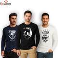 Pack Of 3 Printed Full Sleeves T Shirts For Mens