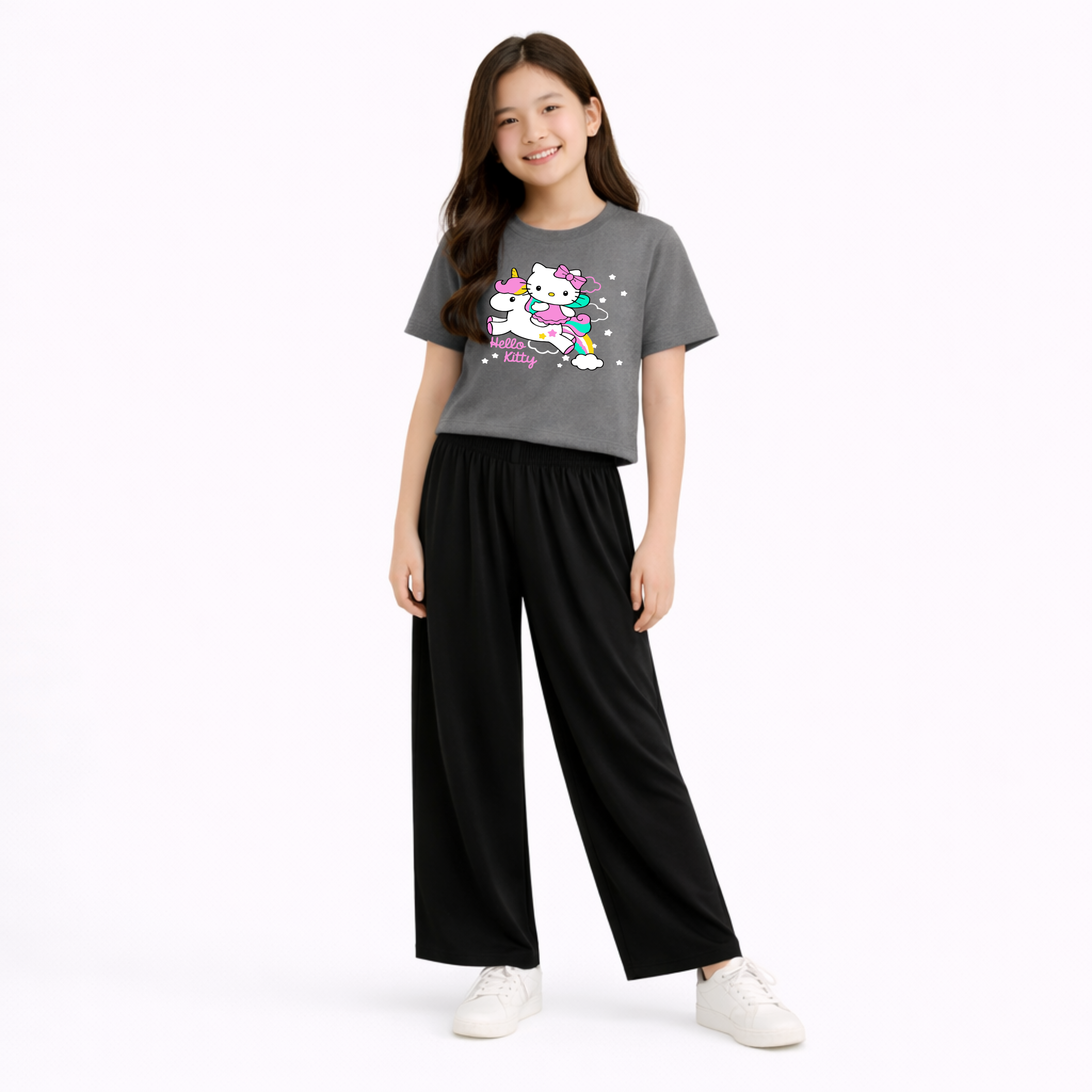 Kids Summer Hello kitty Printed 2 Pcs Set Soft Jersey Fabric