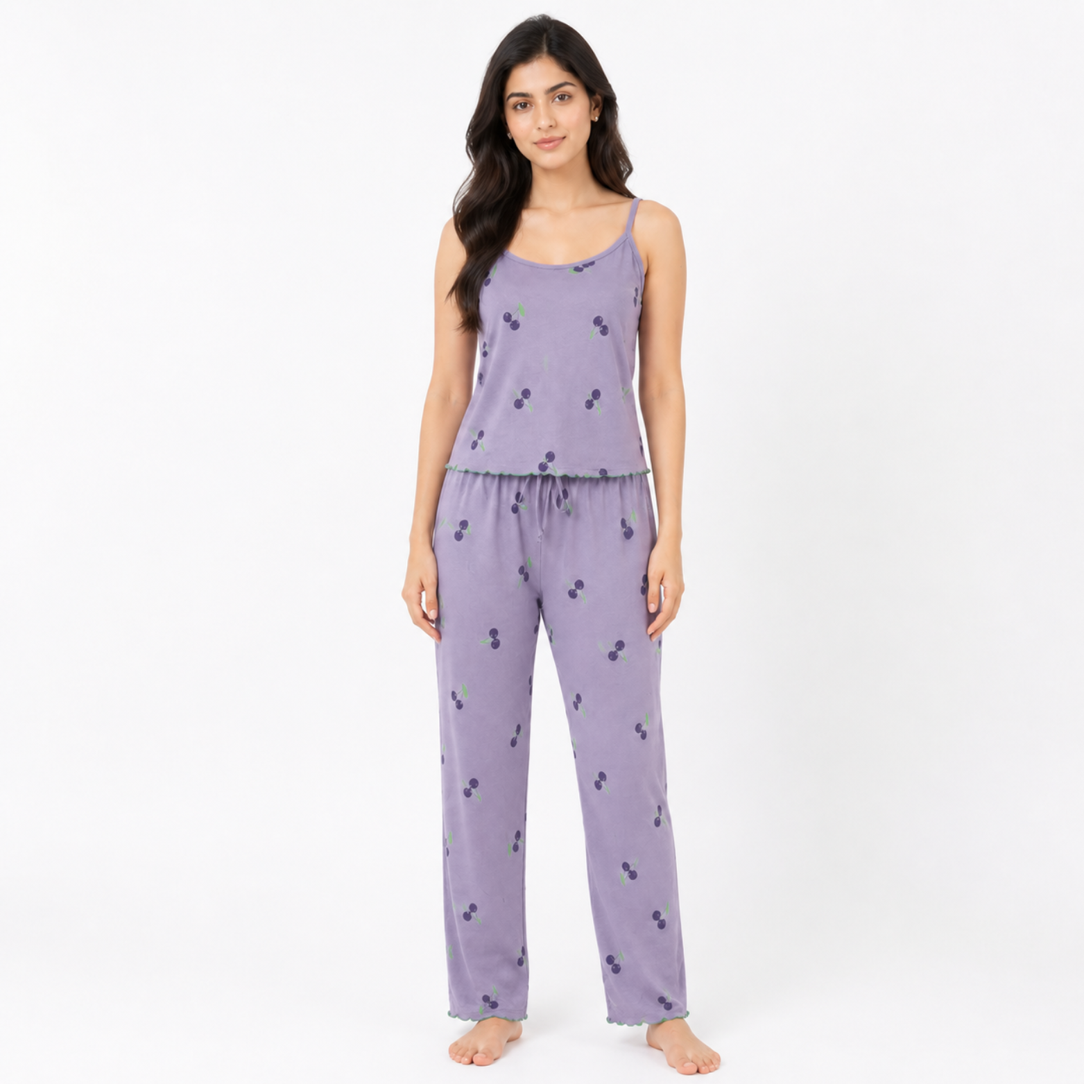Women’s Cherry Bliss Cotton Sleeveless PJ Set  Soft & Lightweight