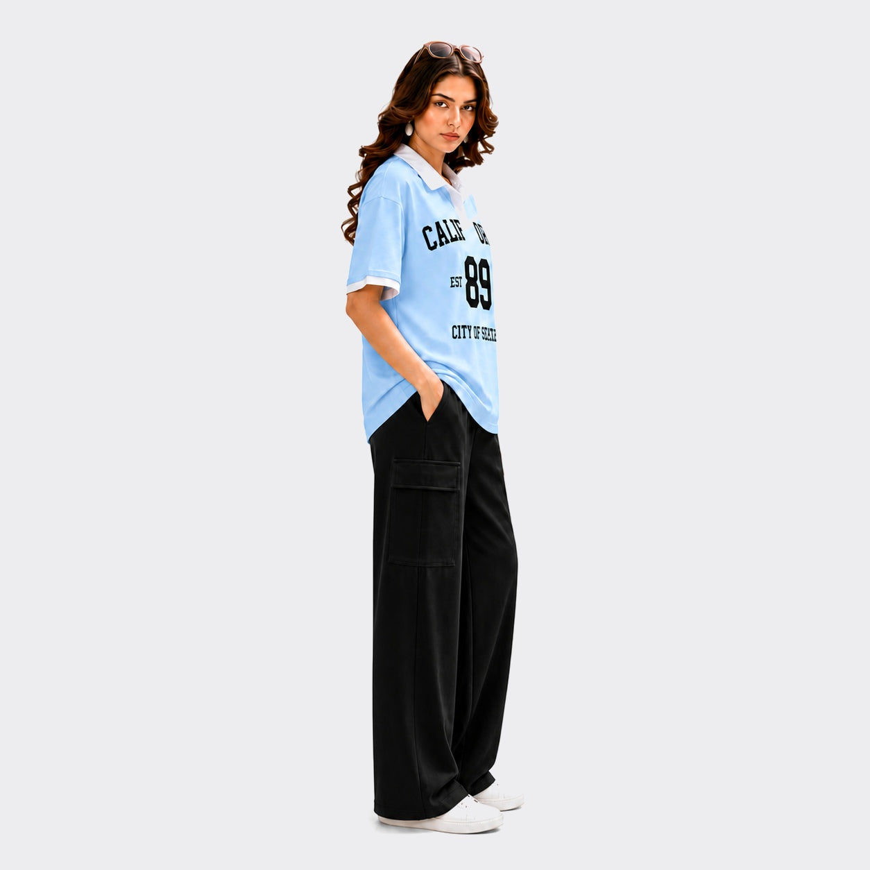Buy California 2 Piece T-Shirt Wide Leg Trouser Set Women Online Pakistan COD - MK Garments