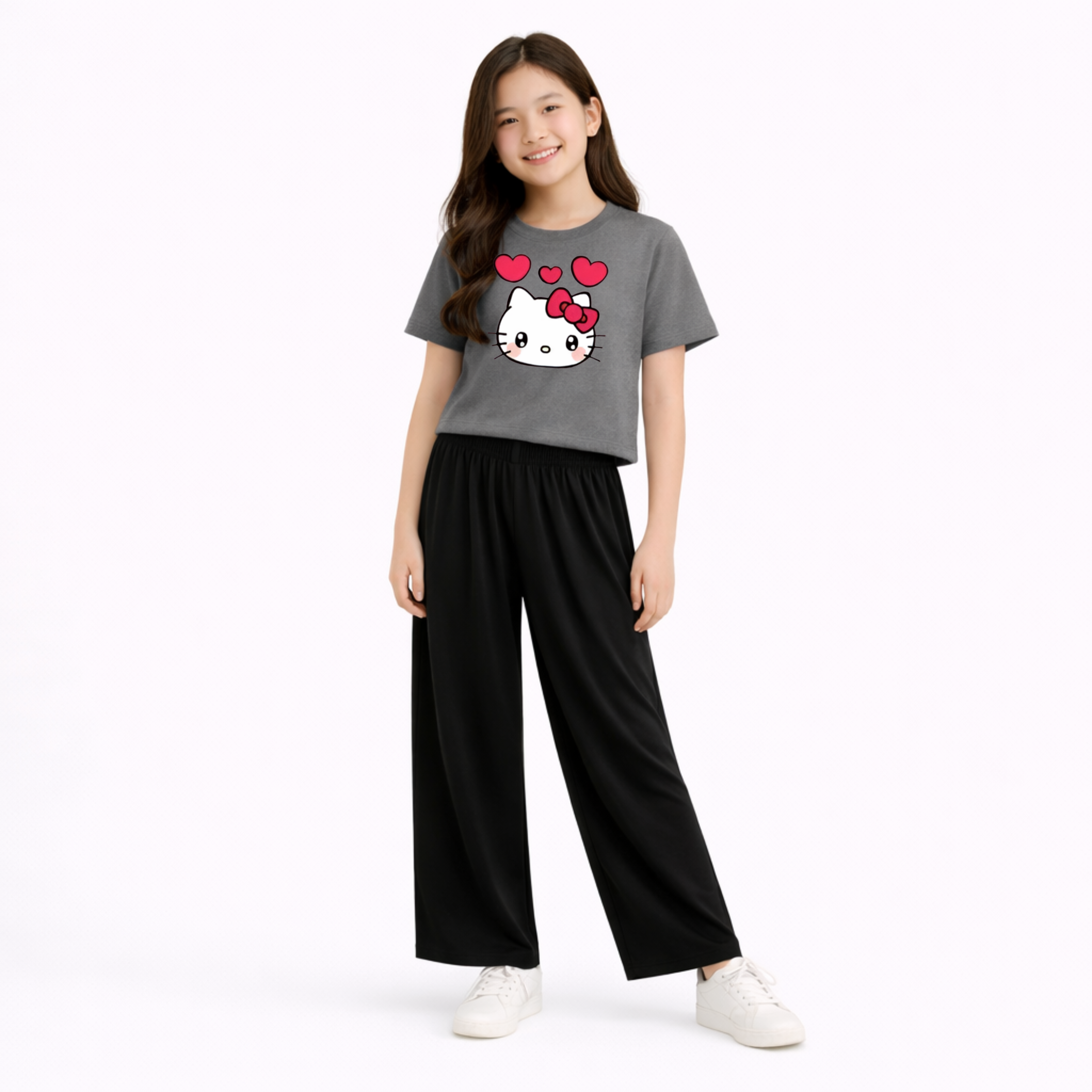 Kids Summer kitty Printed 2 Pcs Set Soft Jersey Fabric