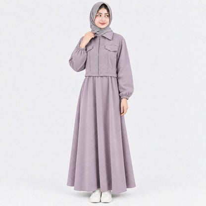 Urban Fleece Zip Jacket & Flared Maxi Dress Set  Women's 2-Piece