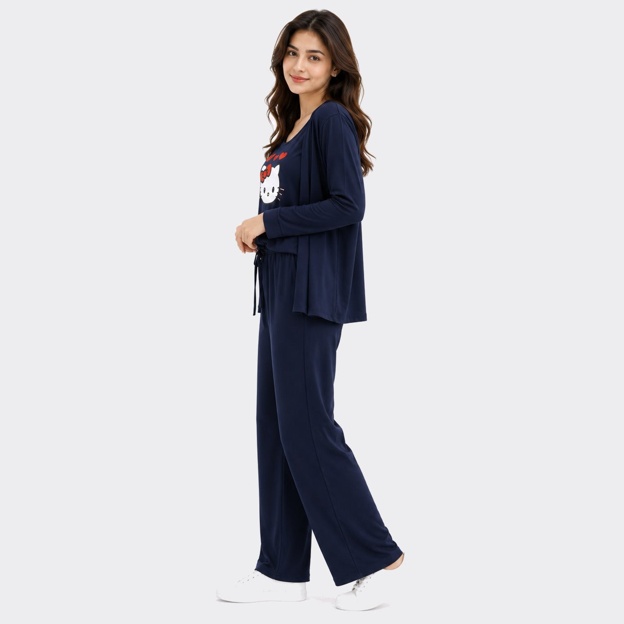 Buy Kitty Printed 3 Piece Cotton Night Suit For Women Online Pakistan COD - MK Garments