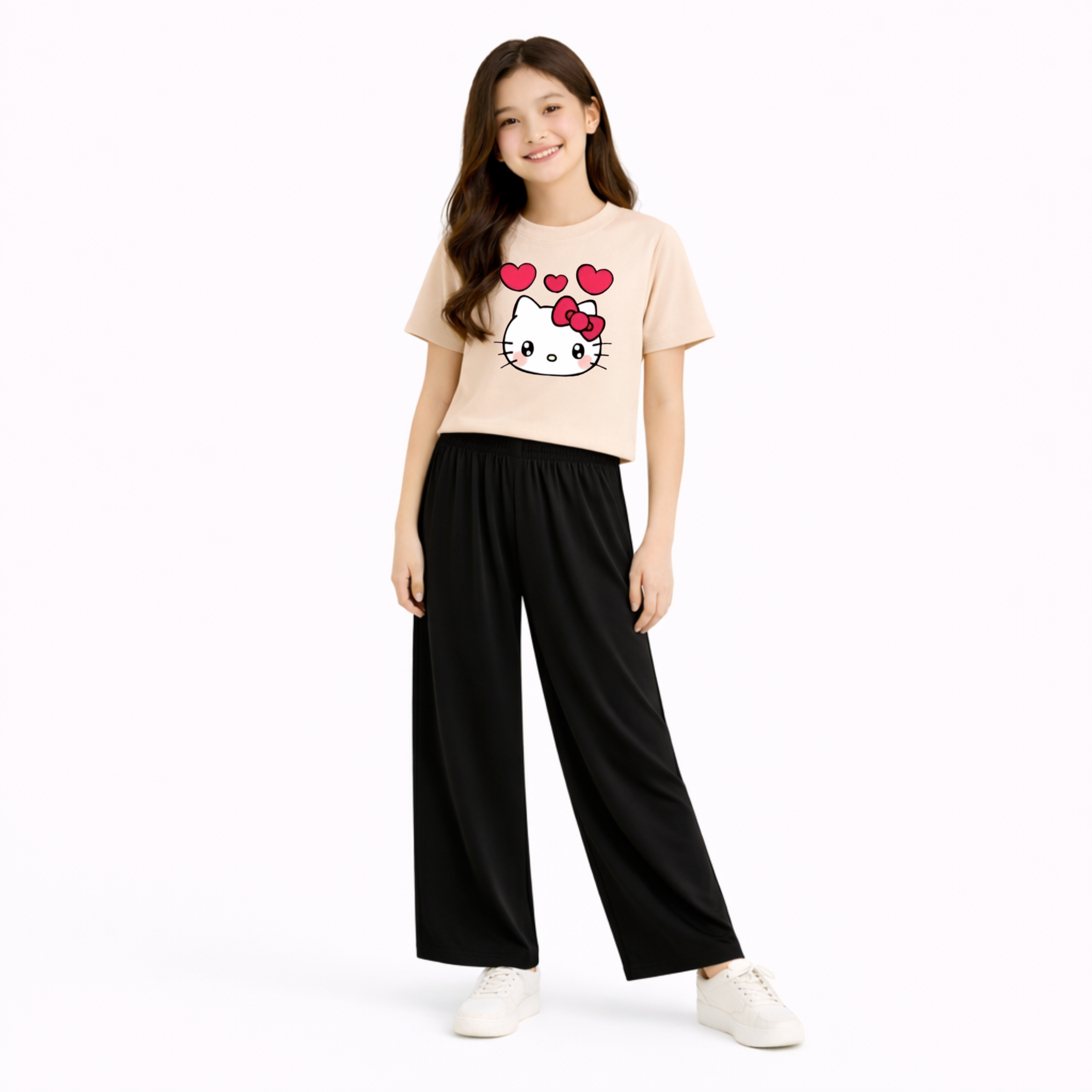 Kids Summer kitty Printed 2 Pcs Set Soft Jersey Fabric