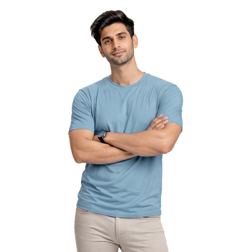 Plain Colors Half Sleeves T Shirts For Mens
