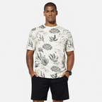 Sea Plant Printed Summer 2 Piece TrackSuite Casual Half Sleeves TShirt With Black Short For Men's