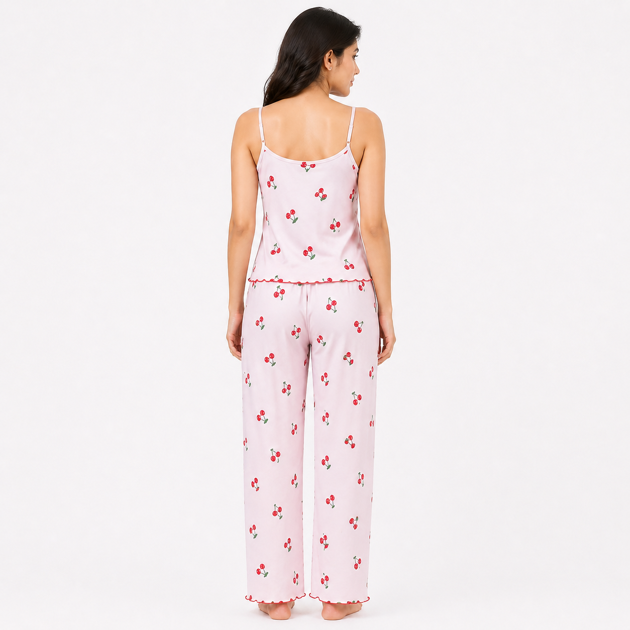Women’s Cherry Bliss Cotton Sleeveless PJ Set  Soft & Lightweight
