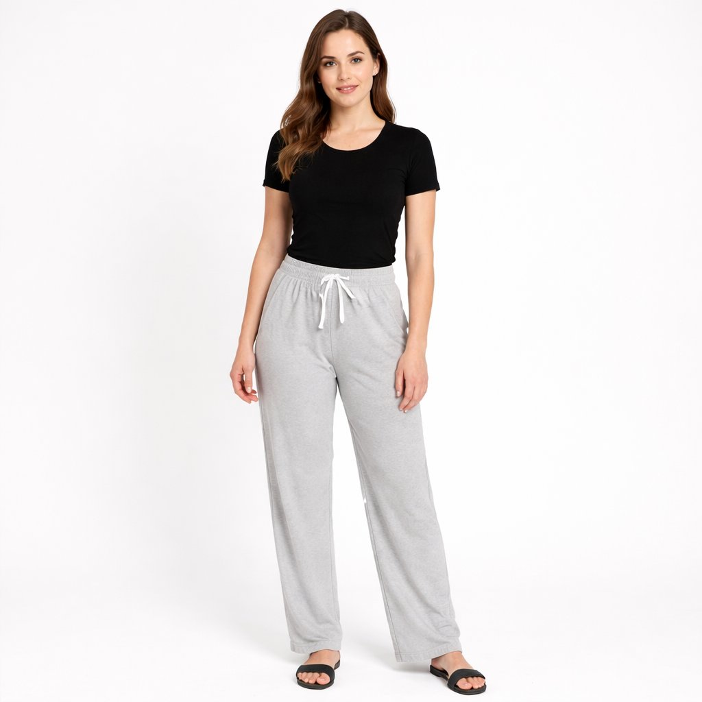 Women's Plain T-Shirt & Grey Trouser Night Suit Set