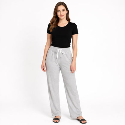 Women's Plain T-Shirt & Grey Trouser Night Suit Set