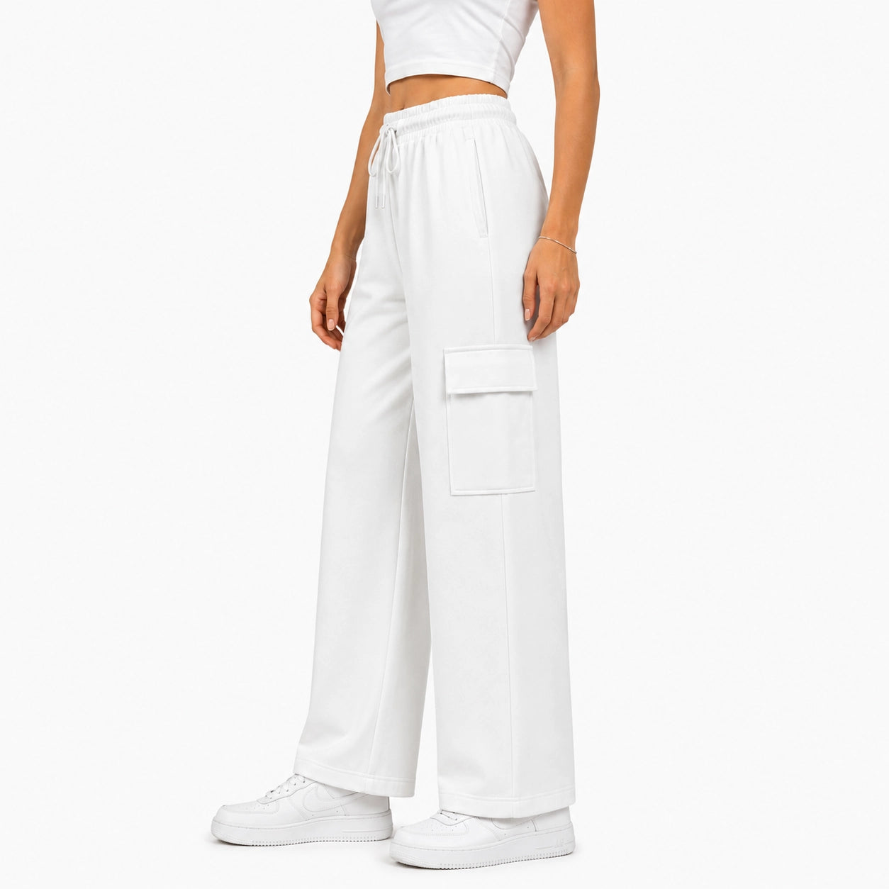 Terry Cargo Trouser – White