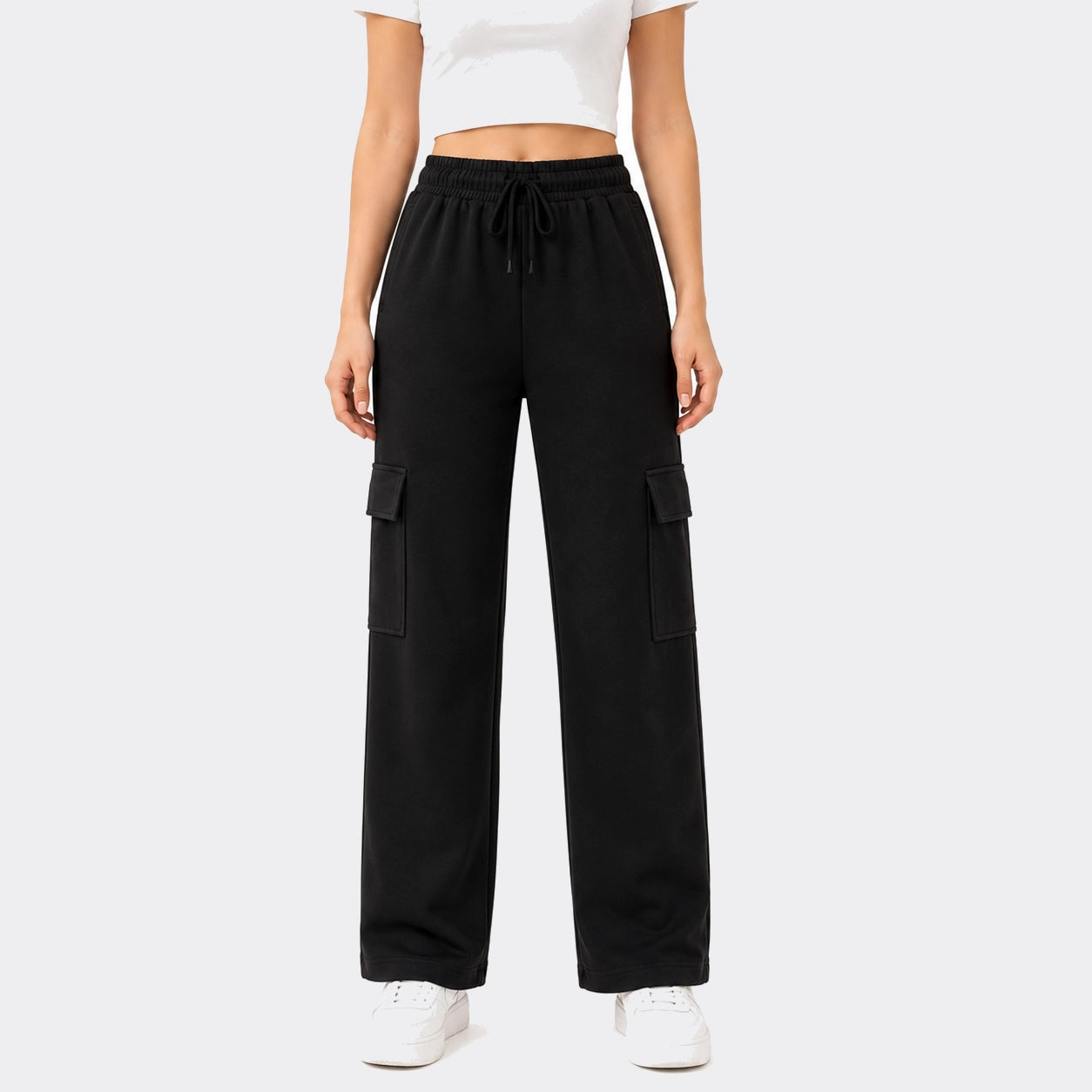 Terry Cargo Trouser For Girls - Black