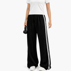 Double Side 2 White Stripes Elastic Waist Trouser Soft Jersey Fabric